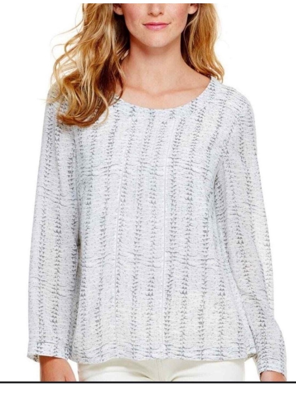 Vineyard Vines Fern Ladder Lace Silk Blend Blouse Gray Cream Size 2